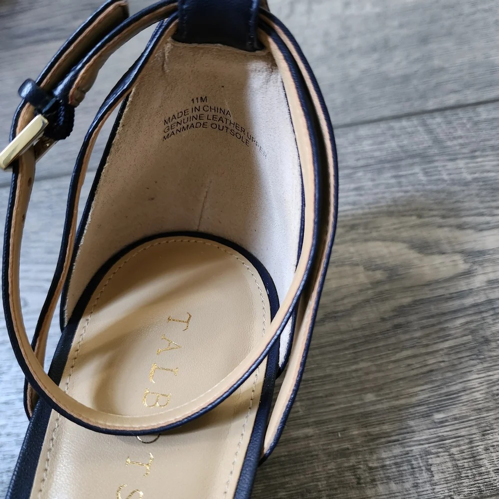 Talbots Women's Laney D'Orsay Navy Soft Nappa Wedge Almond Toe, Size 11M - Picture 7 of 11